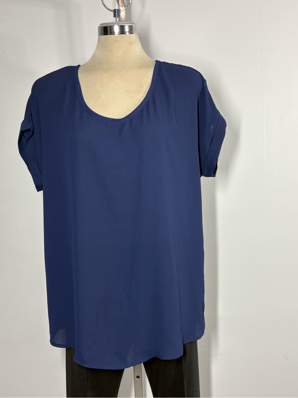 bloom Navy Scoop Neck Short Sleeve Top